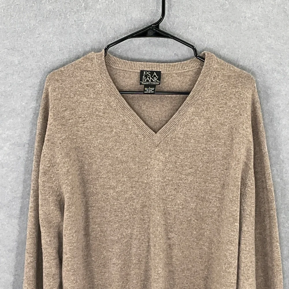 Jos A Bank Travelers Collection Mens Cashmere Sweater‎ Sz L VNeck Luxury Capsule